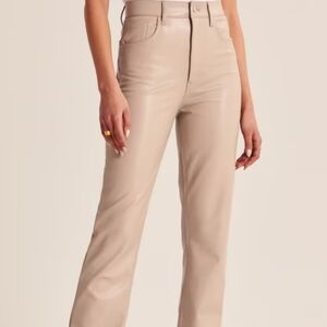 Abercrombie Ultra High Waisted 90s Vegan Leather Pants Taupe Size 4 (27)